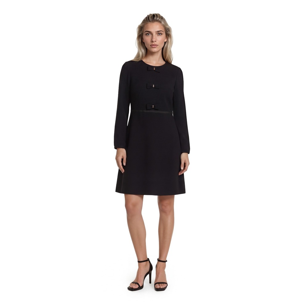 Maison Jules Black Bow Dress Womens Size Medium Long Sleeve A Line LBD Party